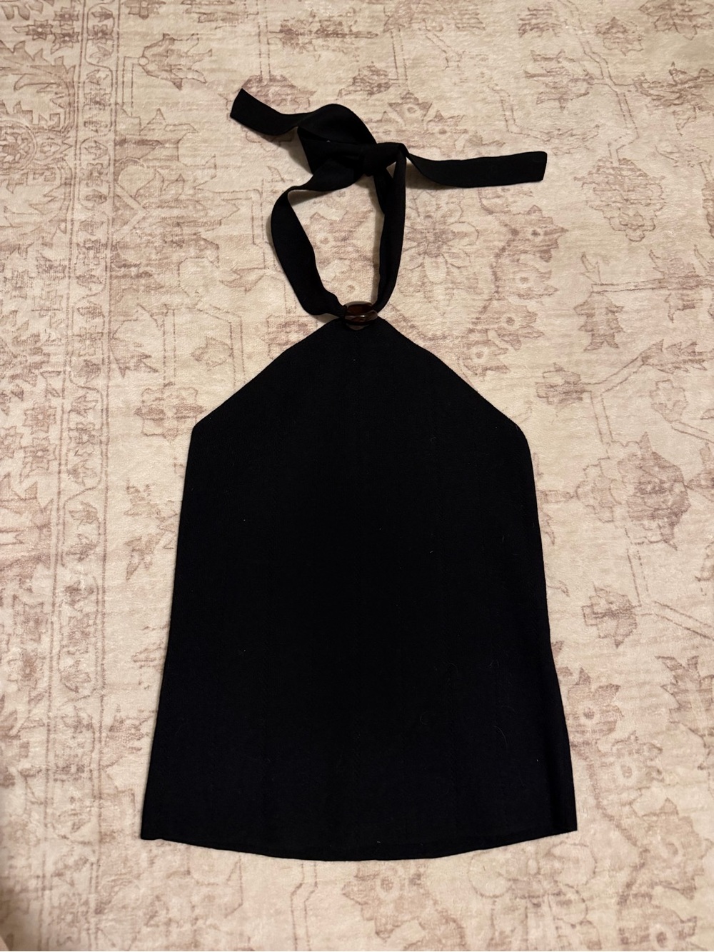 Sézane Luce top in black halter top with brown stone accent - Picture 4 of 7